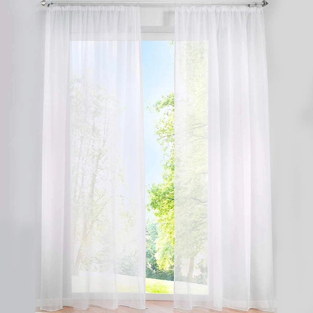 Tende a velo, set da 2, colore bianco, 140x145 cm, trasparenti