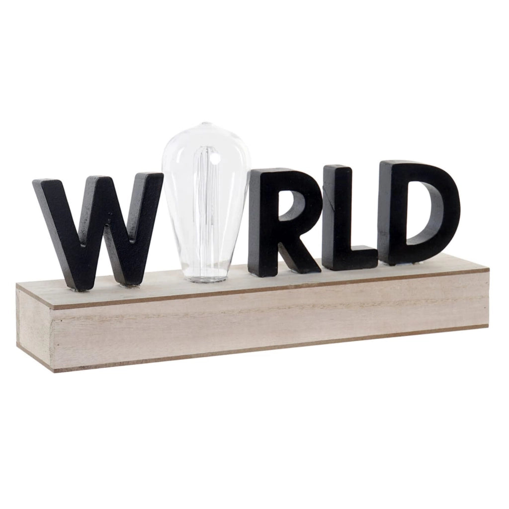 Decorazione luminosa in MDF nero, dimensioni 34x8x16 cm