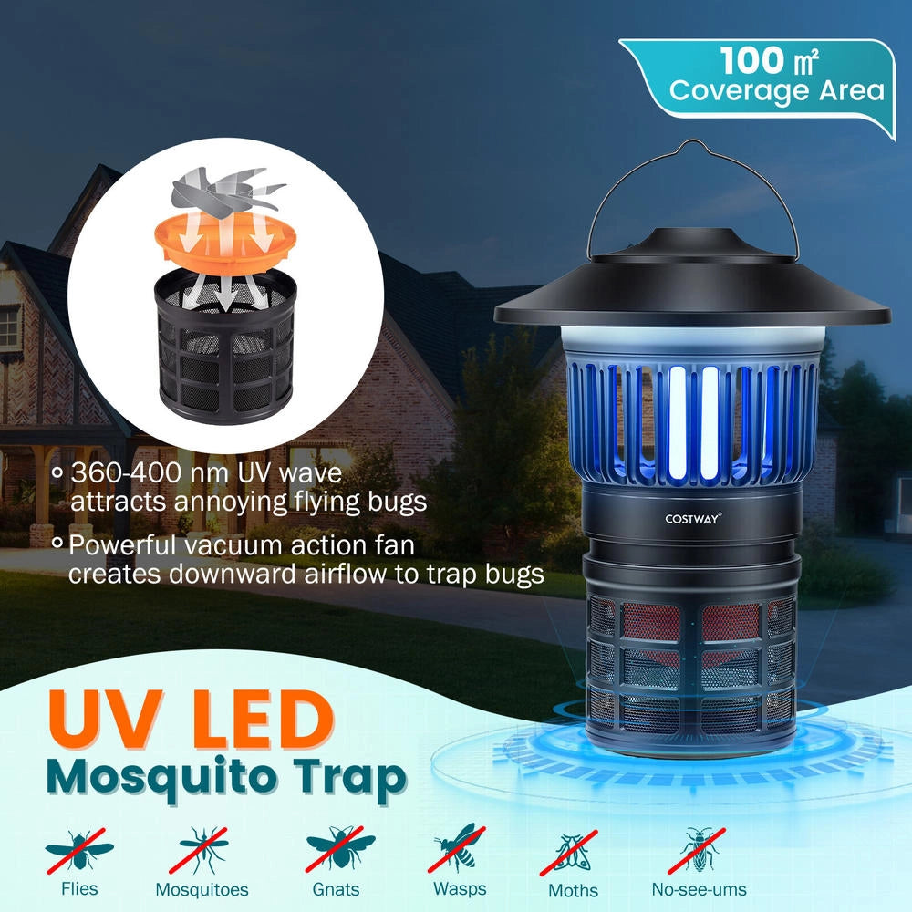 Trappola per Insetti da Esterno Ricaricabile Lampada Antizanzare UV con Luce LED Lanterna IPX4 2000mAh per Giardino e Campeggio