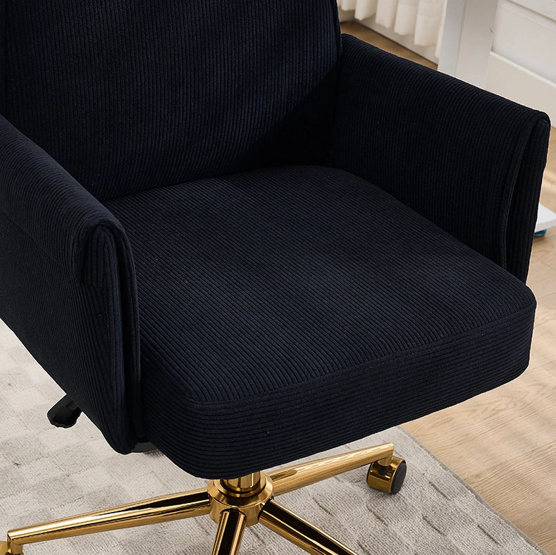 Sedia da ufficio ergonomica regolabile 64x61x107 cm nera, base dorata, per lavoro
