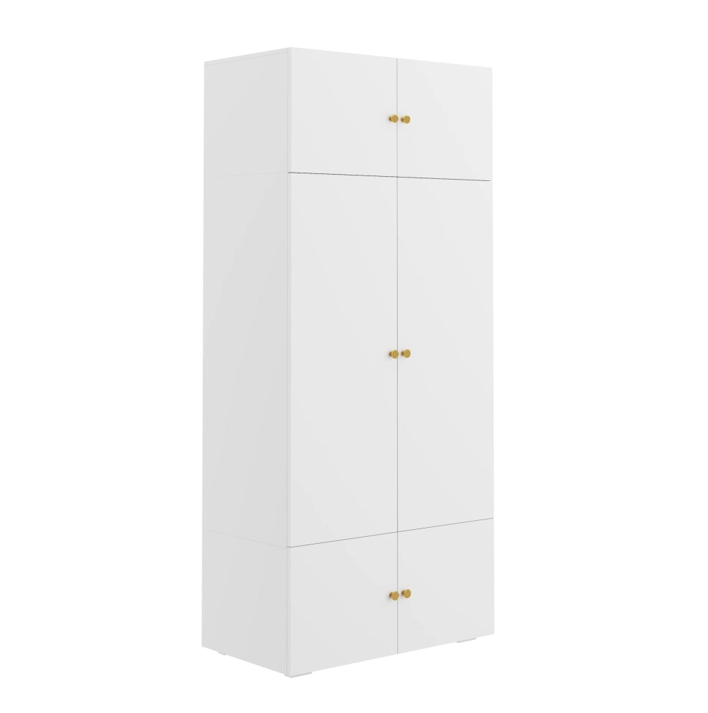 Armadio bianco a battente 90 × 50 × 200 cm con asta e 5 vani