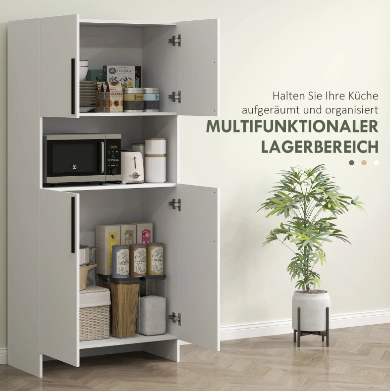 Mobile dispensa bianco con piano per microonde 79x40x175 cm