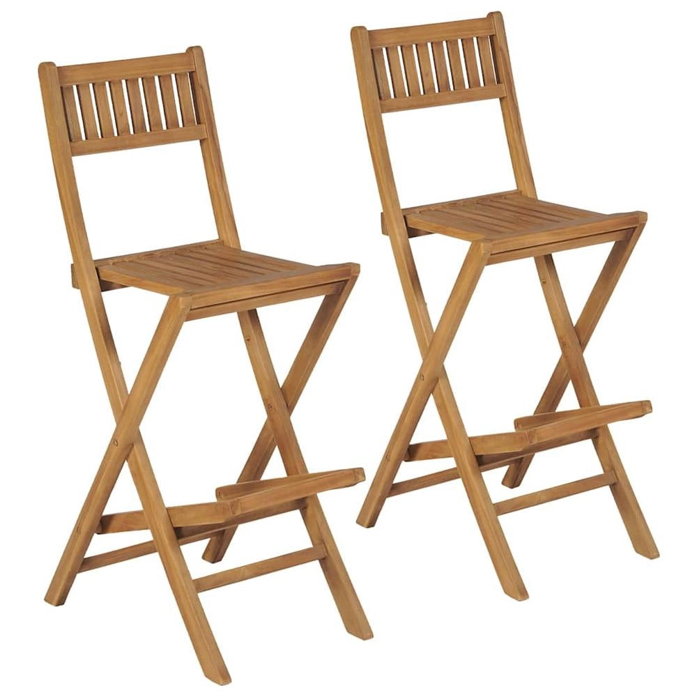 Sgabelli da Bar da Esterno Pieghevoli 2 pz in Massello di Teak