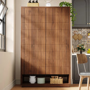 Armadio alto 100x40x162;5 cm in MDF e metallo marrone; 8 livelli salvaspazio