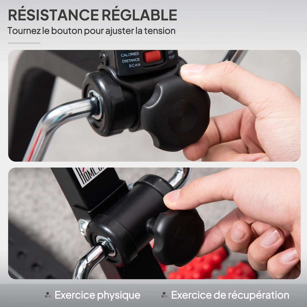 Mini Cyclette Pedaliera da Casa per Braccia e Gambe Regolabile con Display LCD Pedali Massaggianti Nero