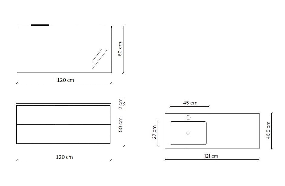 Composizione vasca SX 4 pezzi SOLMIRA grigio