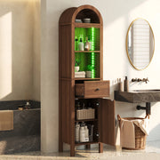 Colonna bagno in MDF color noce con LED RGB, 40 × 30 × 163 cm