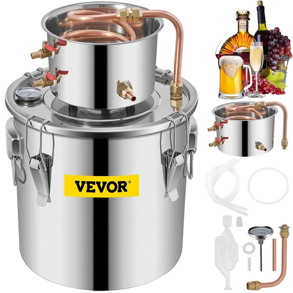 Alambicco Distillatore 3Gal/11,4L in Acciaio Inox e Rame Rosso per Grappa e Oli Essenziali Kit Distillazione per Fai da Te