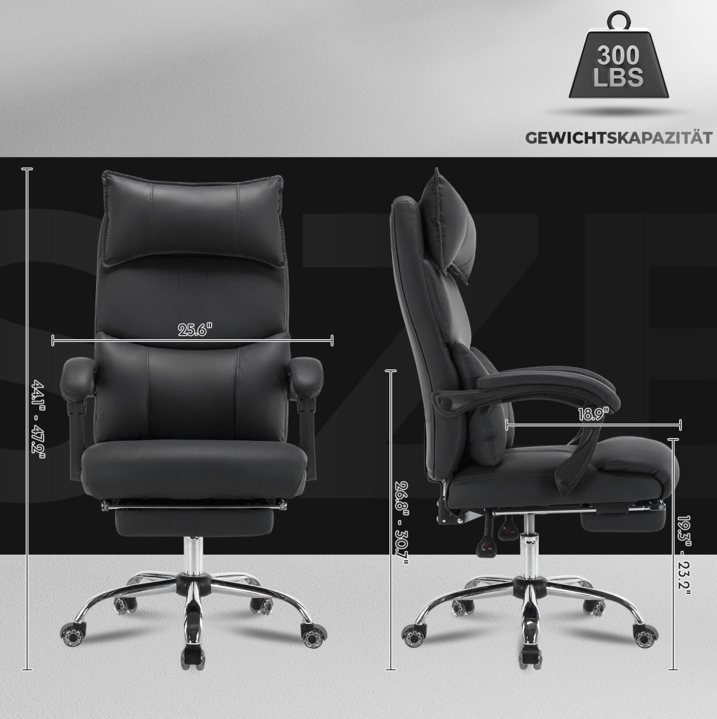 Sedia da ufficio ergonomica 65x48x120 cm in tessuto nero, regolabile e girevole
