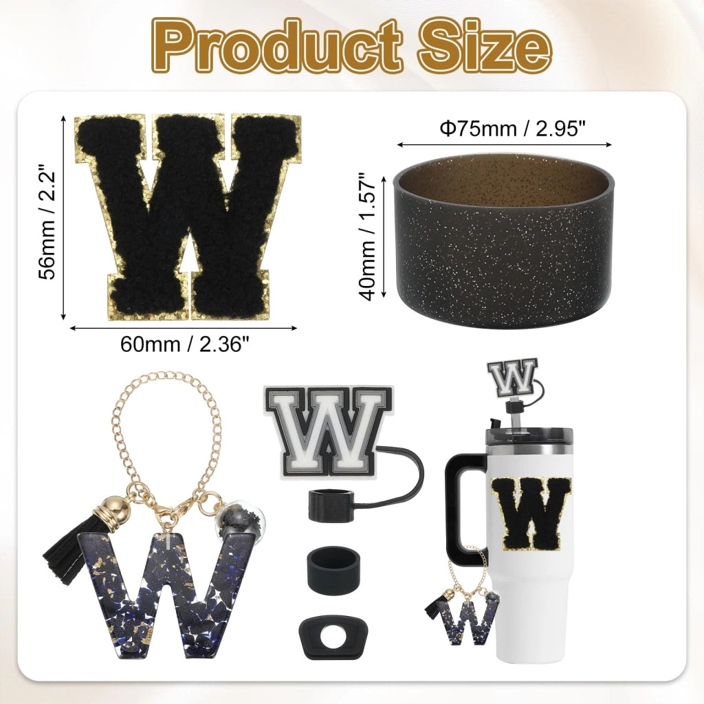 Set di accessori per bicchieri termici, 6 pezzi, colore nero