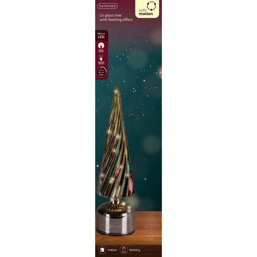 ALBERO LED ROTANTE MULTI COLORE EFFETTO VETRO PER USO INTERNO D9X35 CM