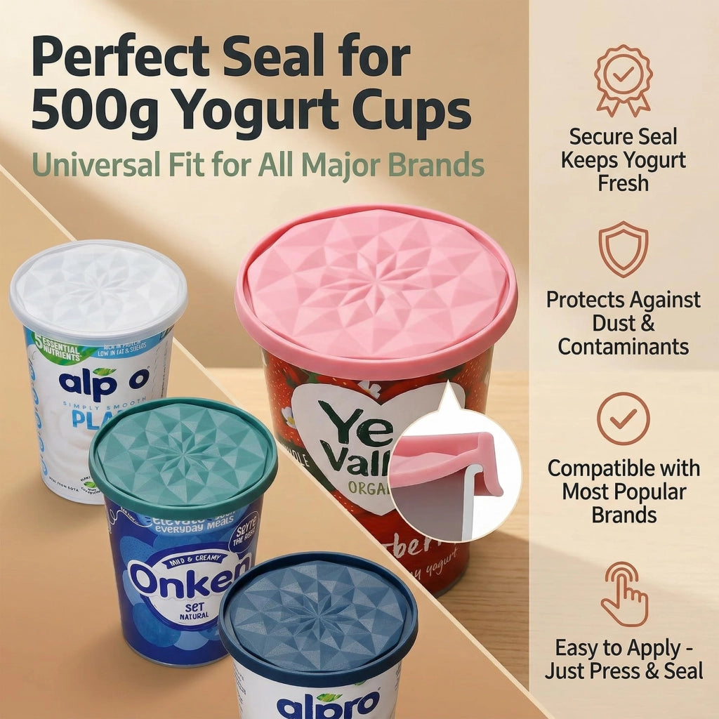 Set di 4 coperchi in silicone per yogurt, a prova di perdite e multifunzionali