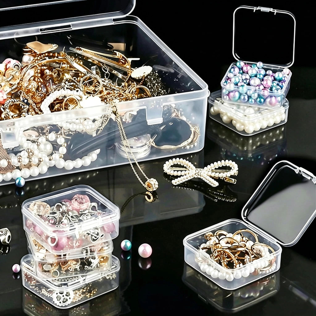Set di 30 mini contenitori trasparenti, dimensioni 5,5 x 5,5 x 2 cm