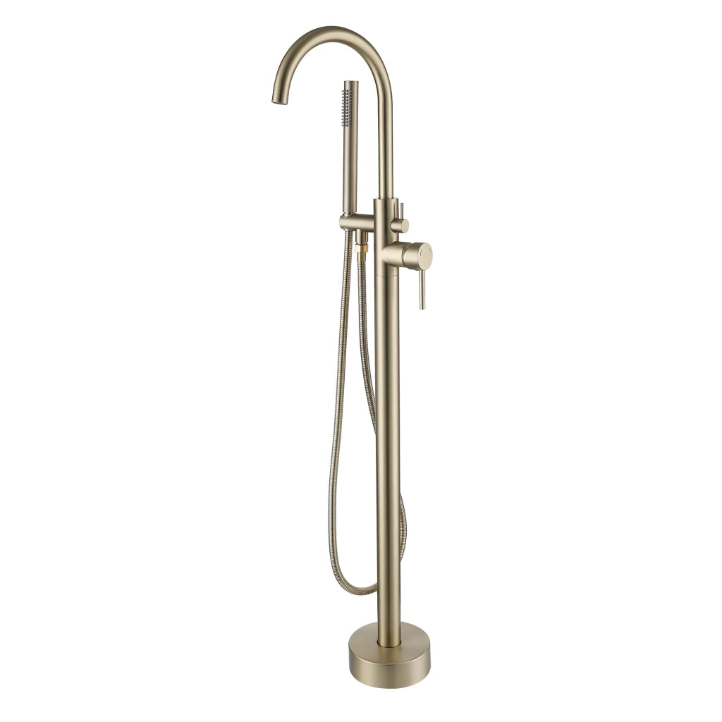 Miscelatore per vasca da bagno freestanding, in ottone, girevole a 360°, con doccetta manuale