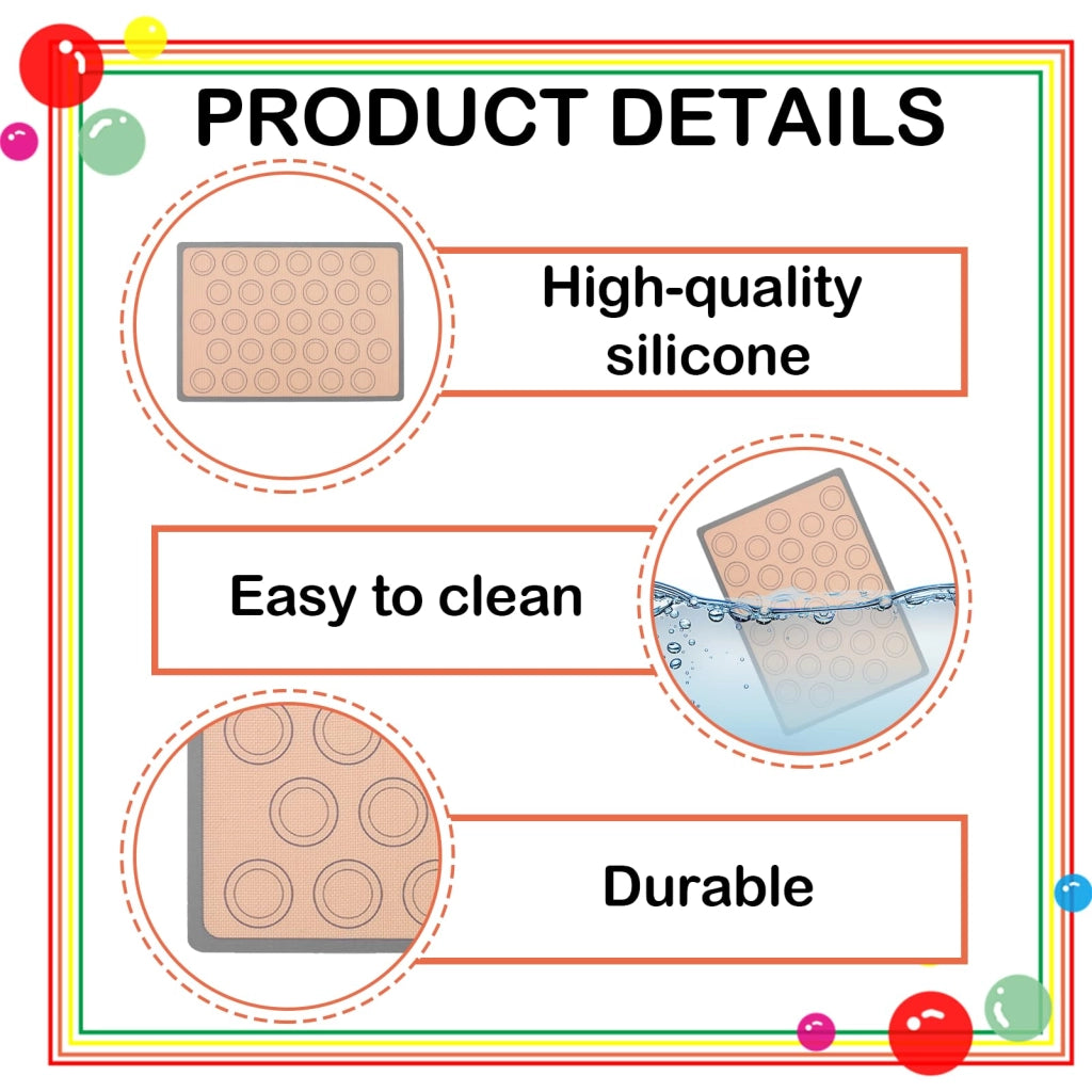 Set da 2 tappetini in silicone per macarons, senza BPA, grigio/beige