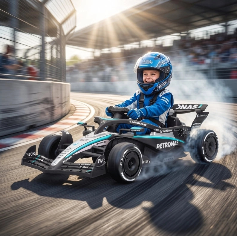 Go-kart elettrico Mercedes-AMG F1 12 V con telecomando