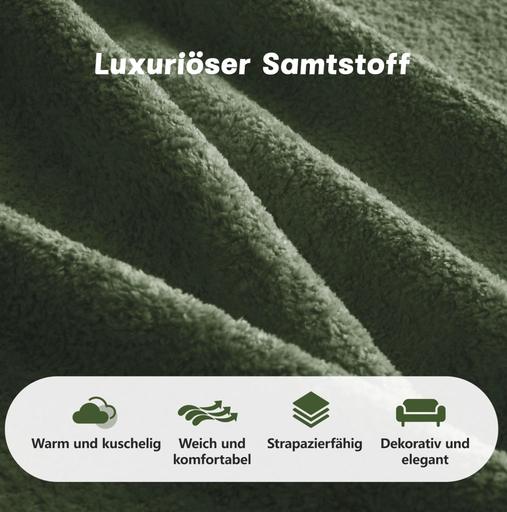 Divano angolare modulare in velluto verde con pouf