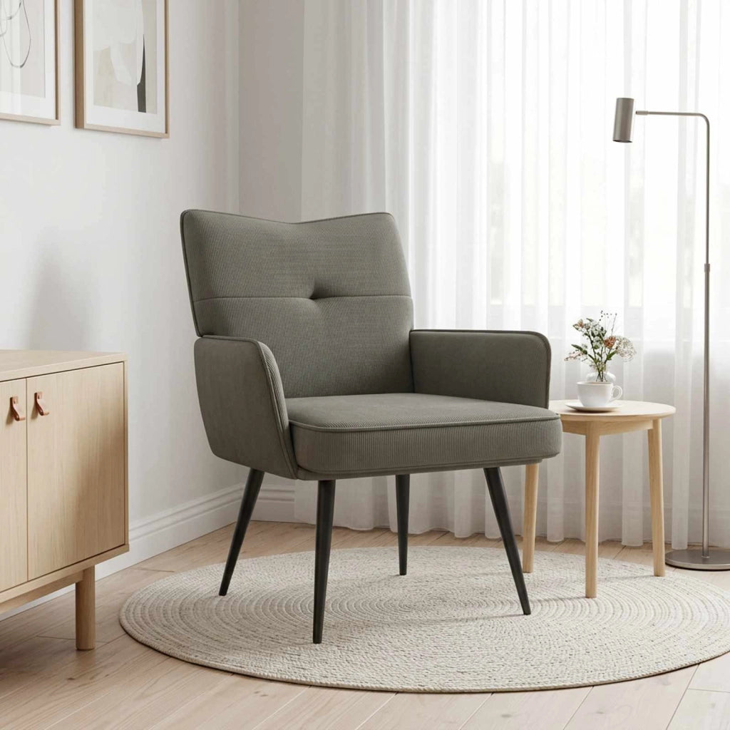Poltrona Grigio Chiaro Velluto a coste 42047711