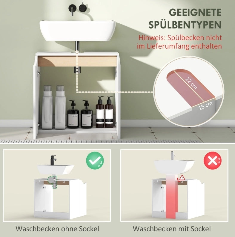 Mobile sottolavabo bianco 60 x 35 x 57,9 cm con ante soft-close