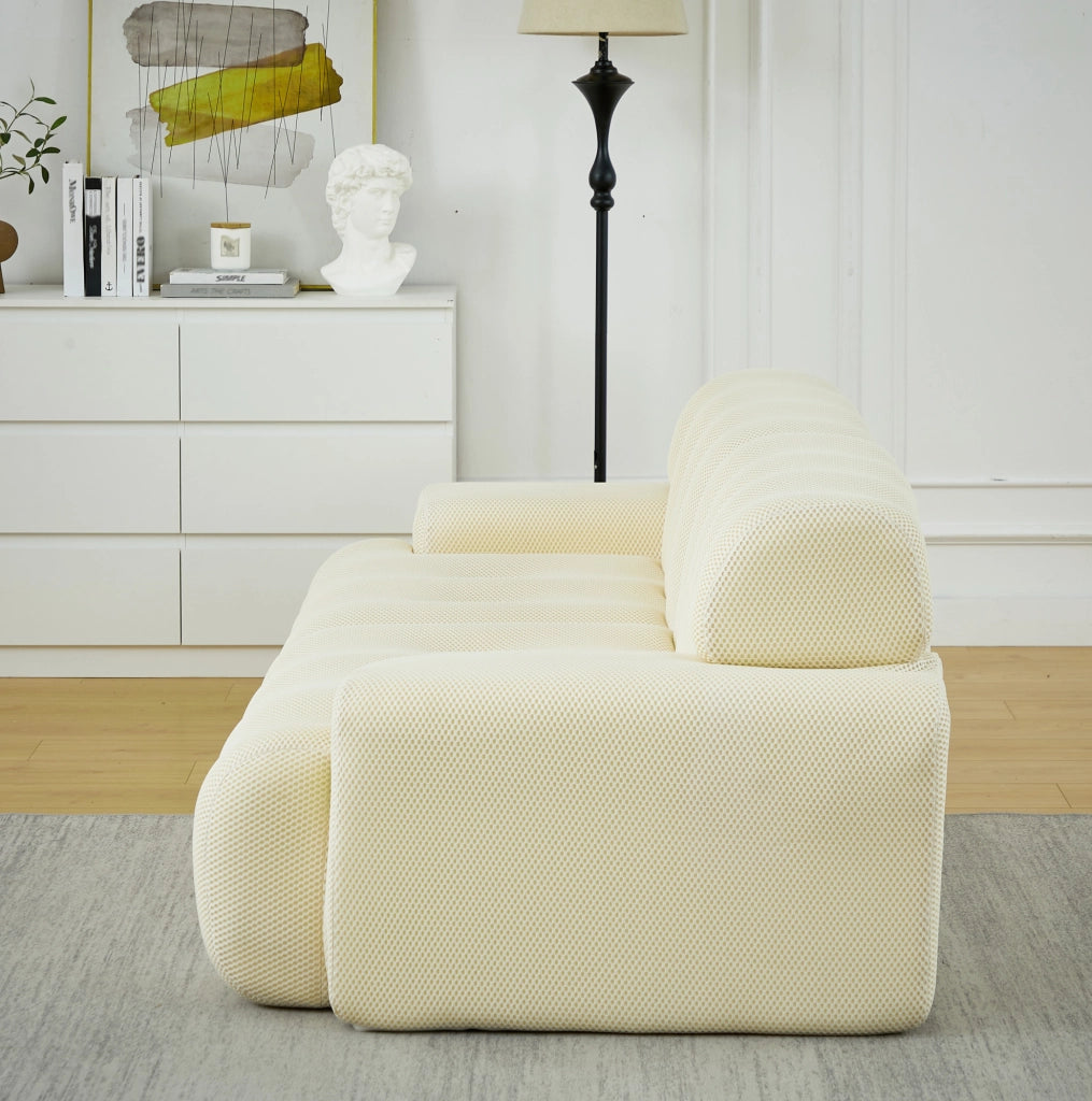 Divano 2 posti modulare beige in tessuto, 224 cm
