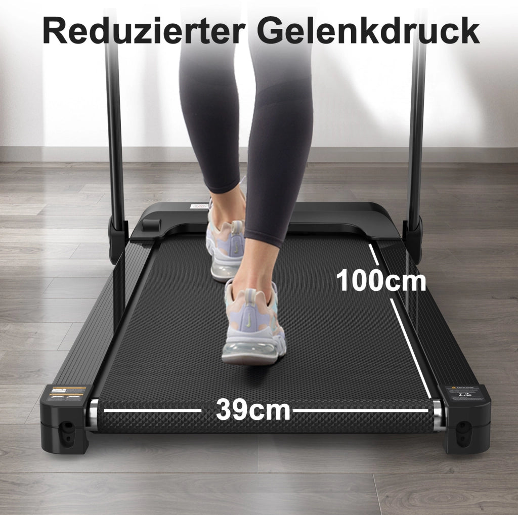 Tapis roulant pieghevole con app e 12 programmi, nero