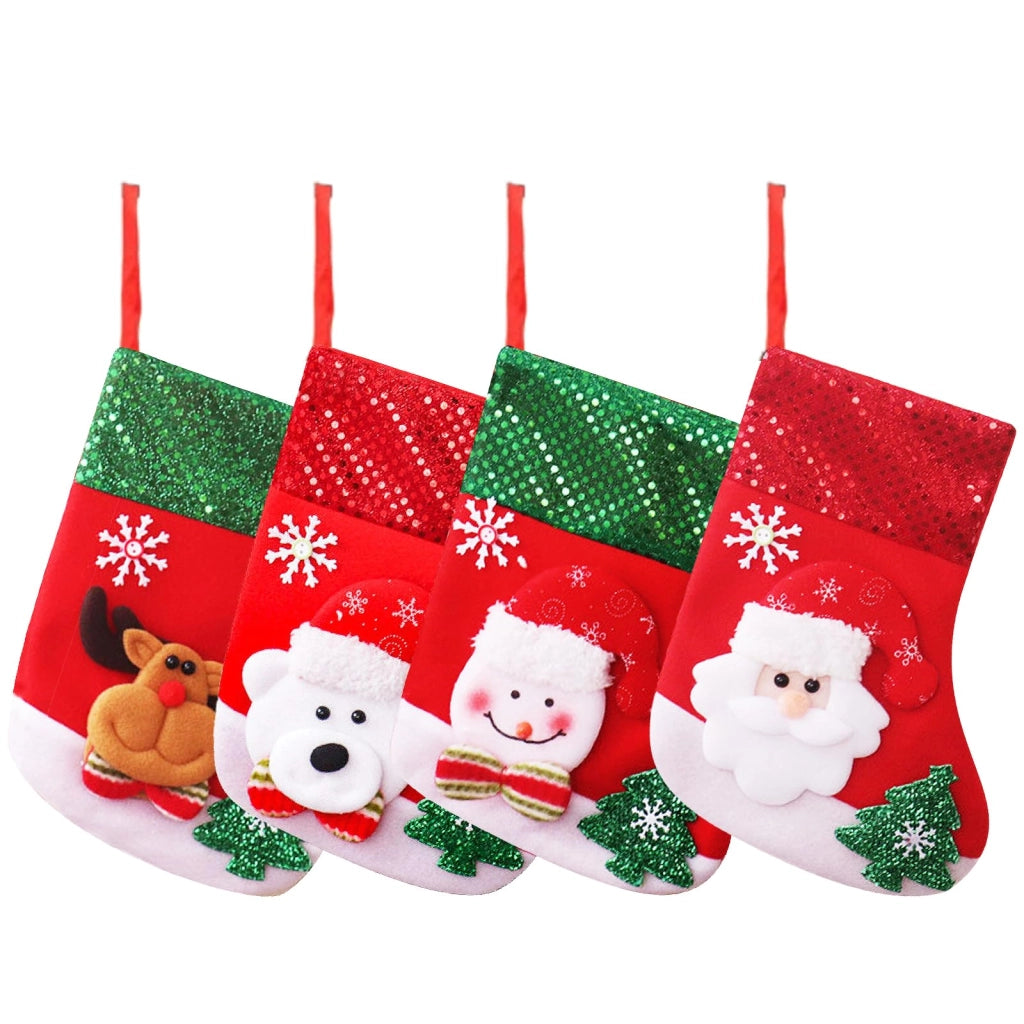 Calze natalizie, set da 4, da riempire e appendere
