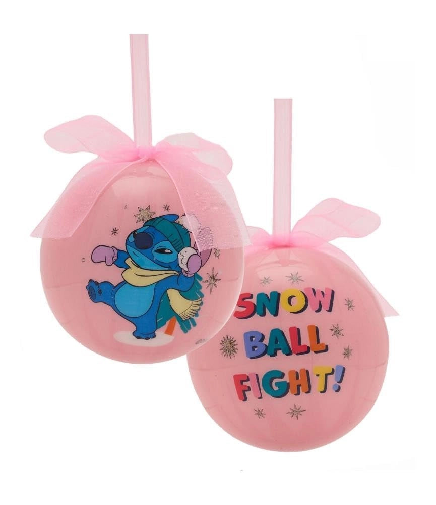 Set di 4 palline natalizie "Stitch" da 80 mm con fiocco