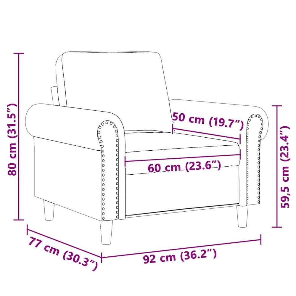 Poltrona Marrone 60 cm Velluto