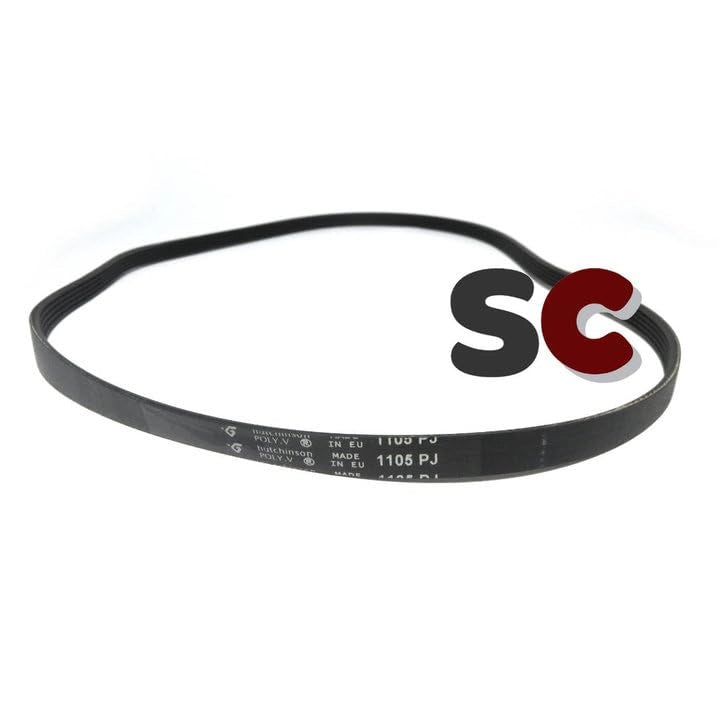 Cinghia per lavatrici, modello 1105 PJ, con fessura a J, lunghezza 1105 mm, elastica