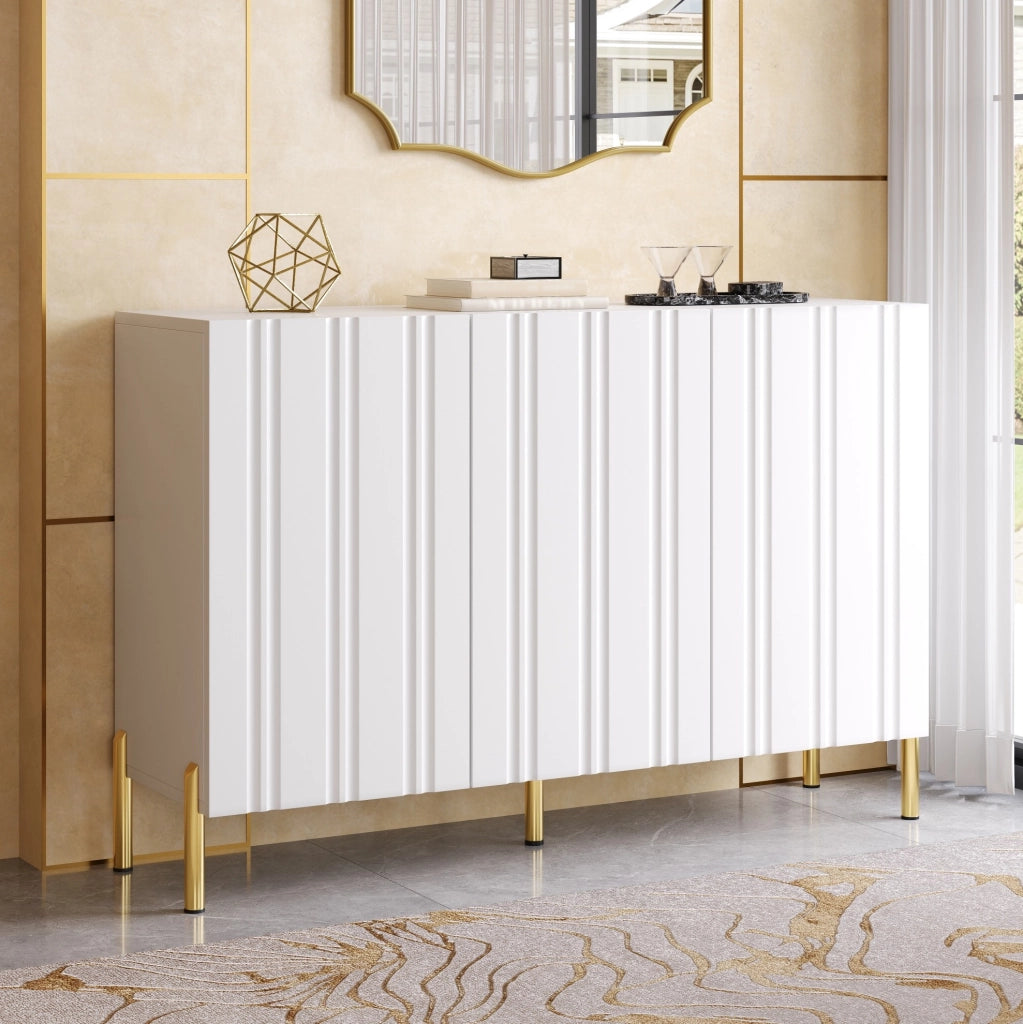 Scarpiera e credenza bianca a 3 ante con ripiani regolabili