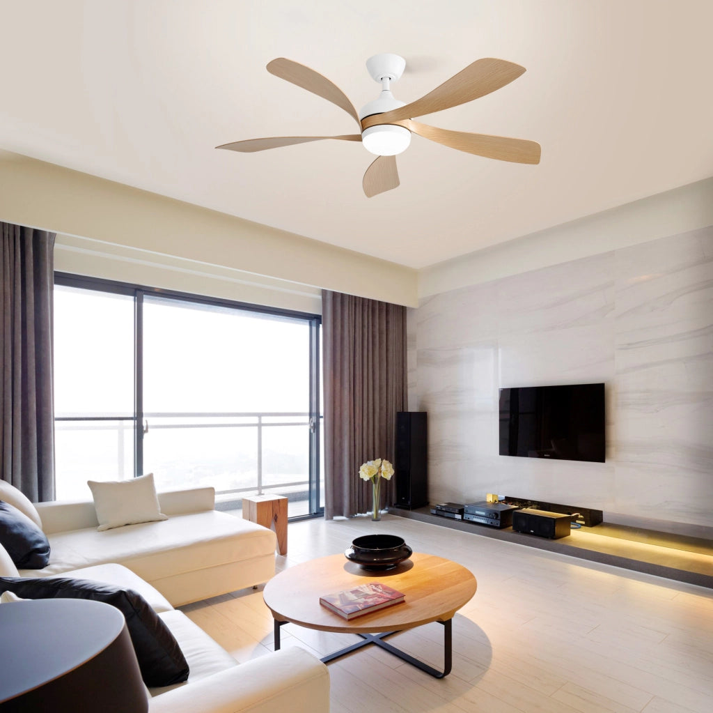 Ventilatore da soffitto bianco da 52 pollici con luce LED e telecomando