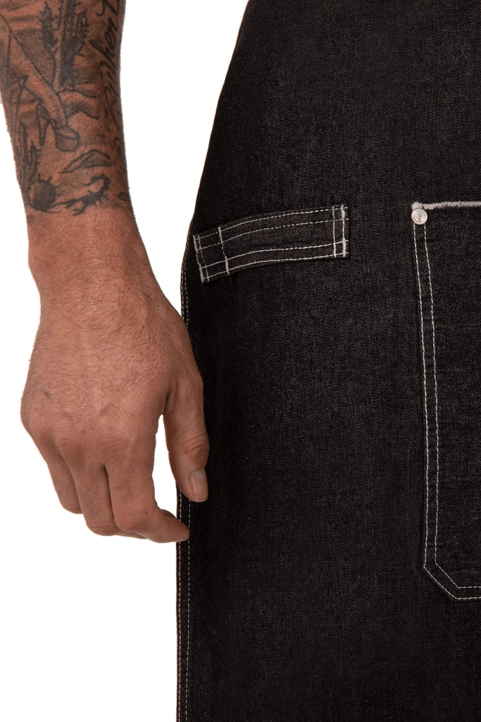 Grembiule con scollo rotondo, nero, 100% cotone, regolabile