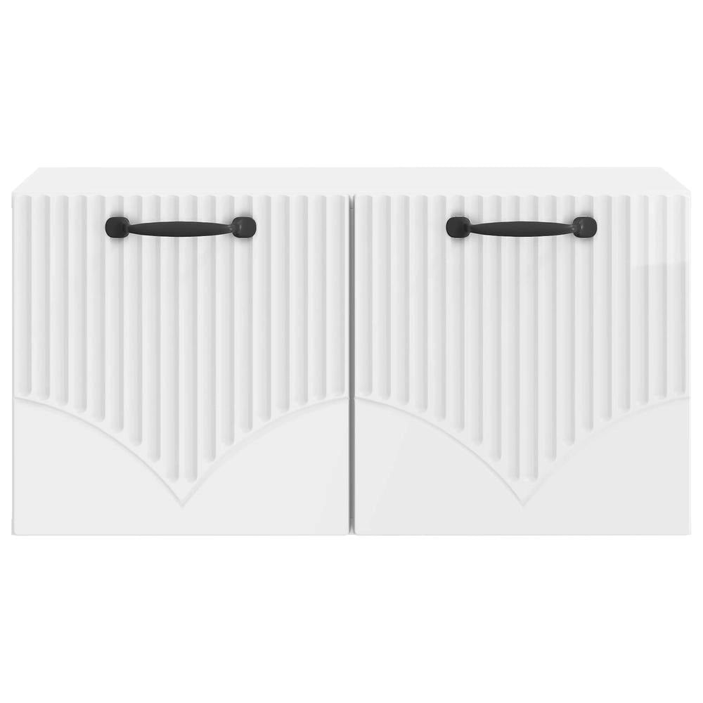 Mobile Porta TV da Muro Bianco Lucido 59,5 x 31 x 30 cm