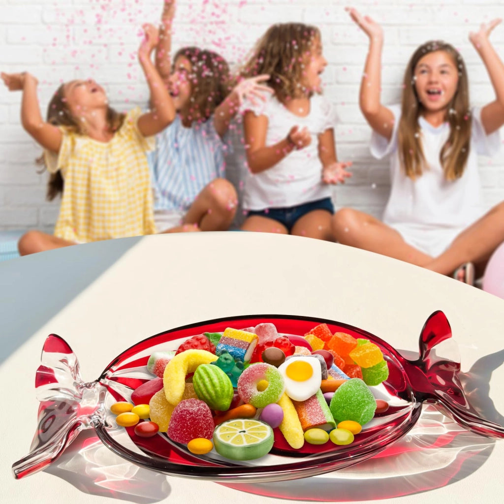 Ciotola in vetro, 34x15x4 cm, blu, per snack e dolcetti