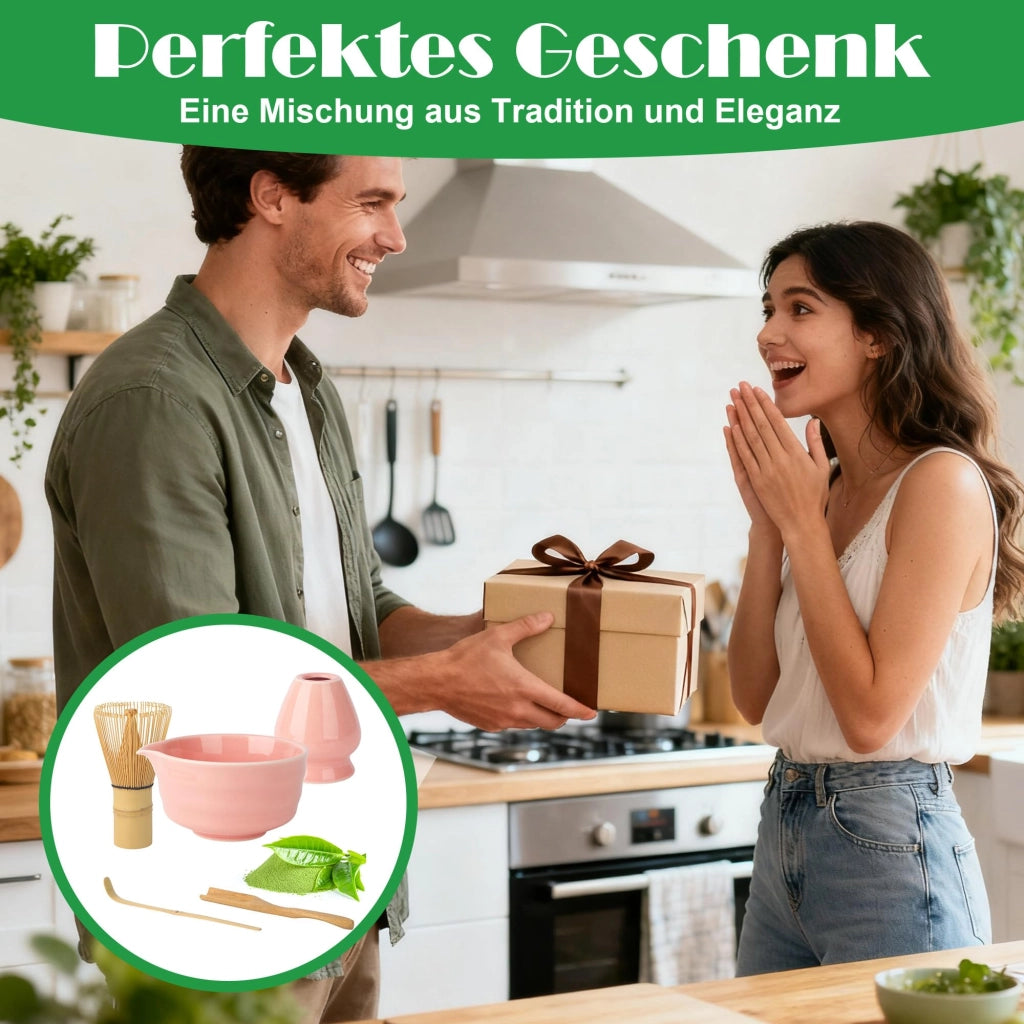 Set da tè Matcha composto da 5 elementi: brocca per versare, supporto e cucchiaini