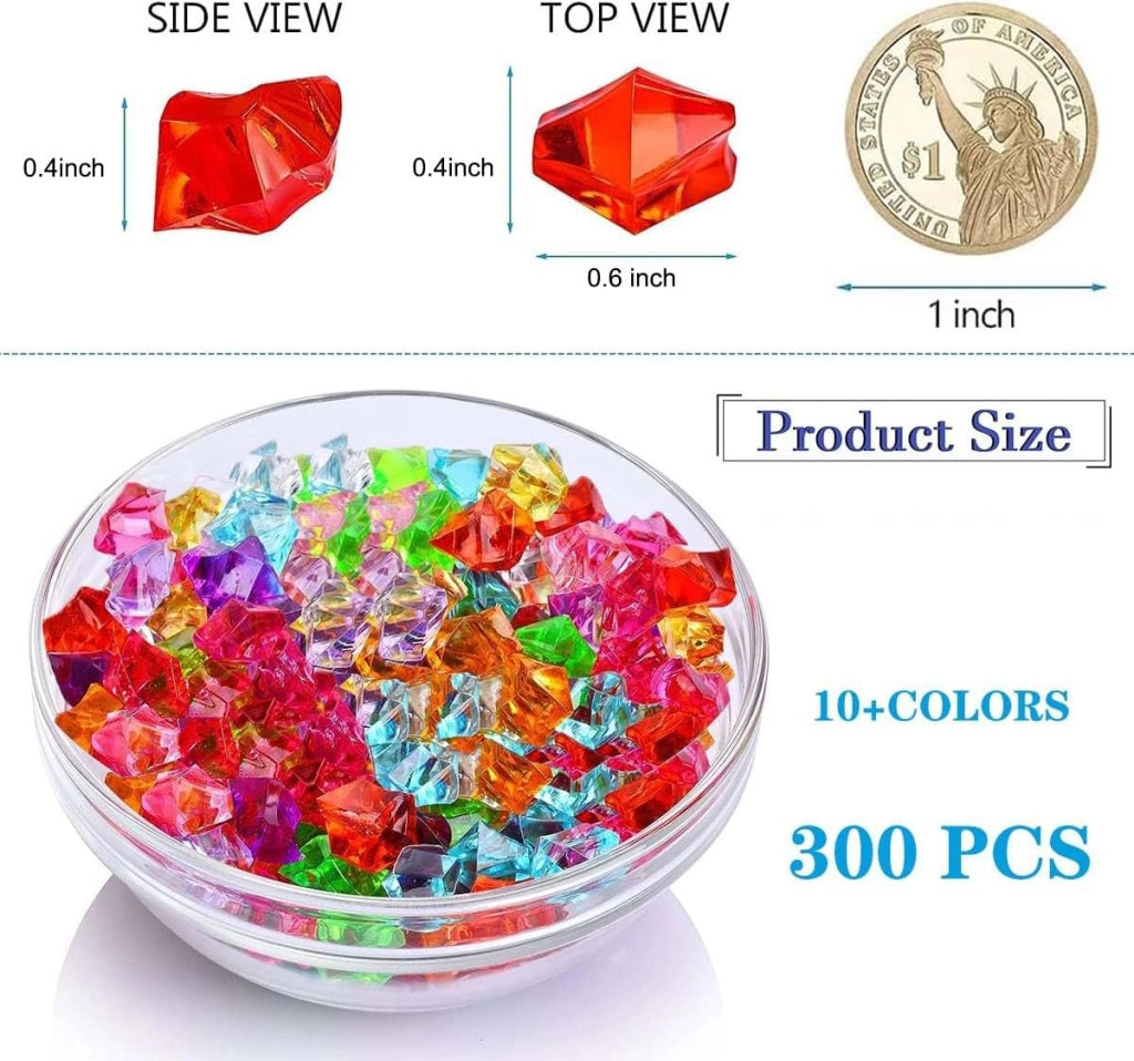 300 pietre decorative in acrilico per bambini, dimensioni 11x14 mm