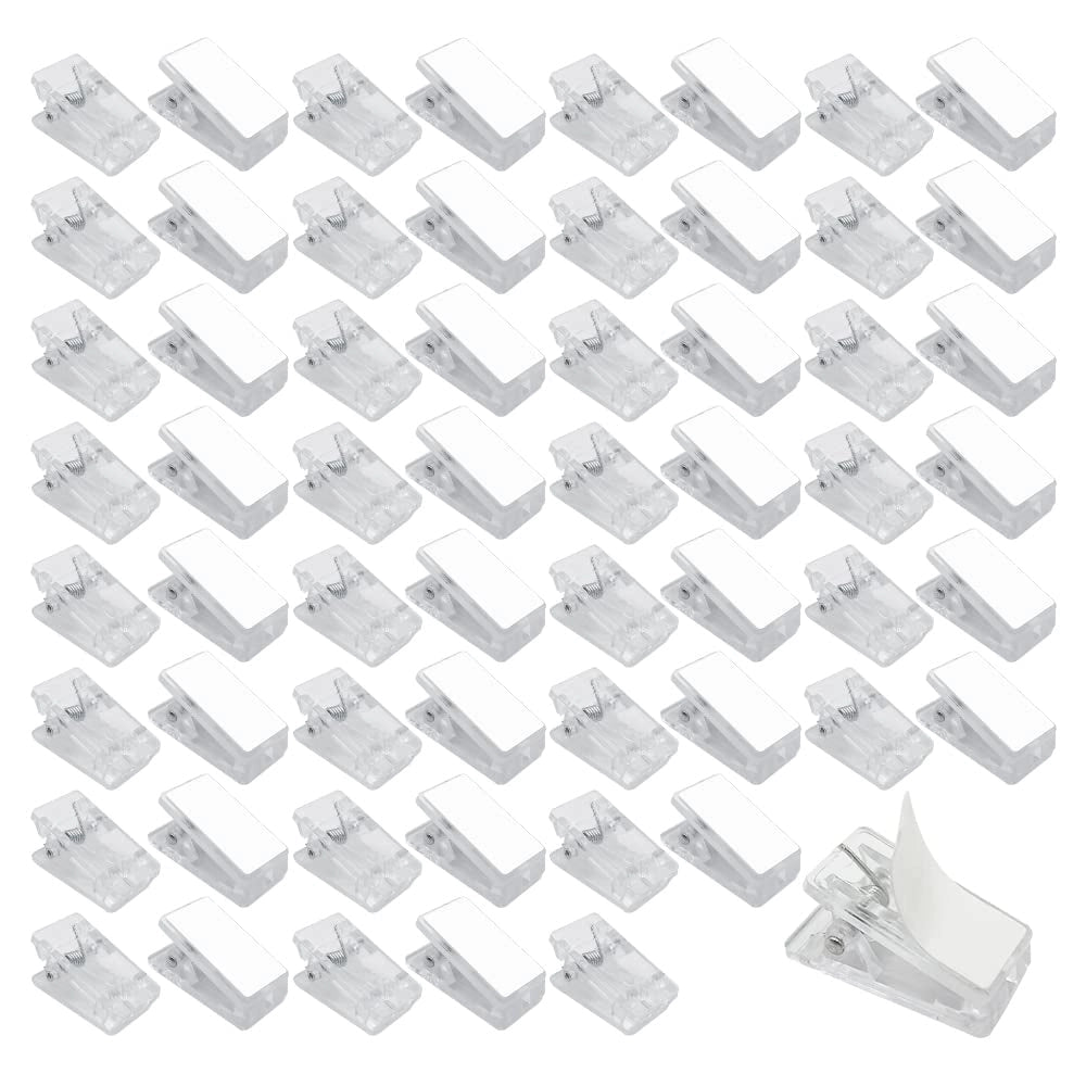 60 graffette adesive, in plastica, 13x26 mm, trasparenti