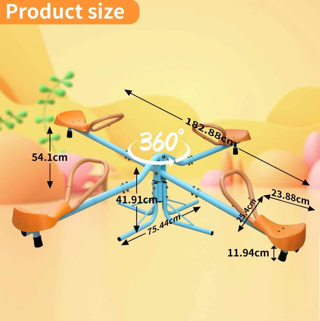 GIOCO A BILICO 182,88 cm per 4 bambini in ferro e plastica blu e arancione
