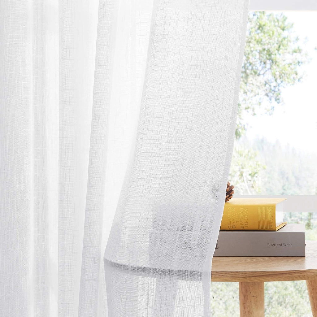 Tende a velo bianche con passanti, set da 2, 140x220 cm