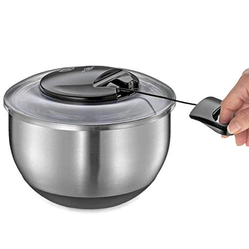 Centrifuga per insalata Turbo, diametro 24,5 cm, acciaio inossidabile, con sistema di ritorno automatico