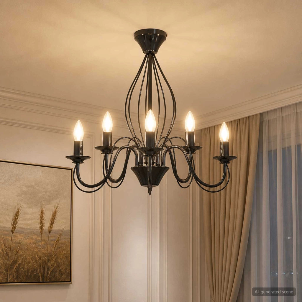 Lampadario E14 Metallo Nero Ø 52 x 47 cm 42053773