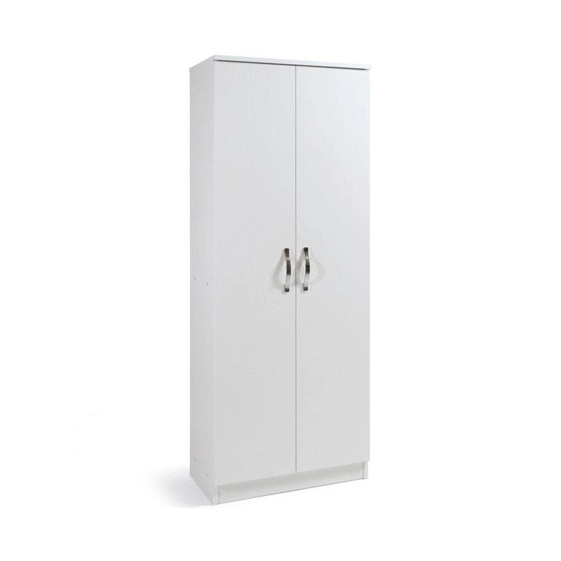 Armadio scarpiera bianco mobile due ante multiuso 6 ripiani cm182x71x38