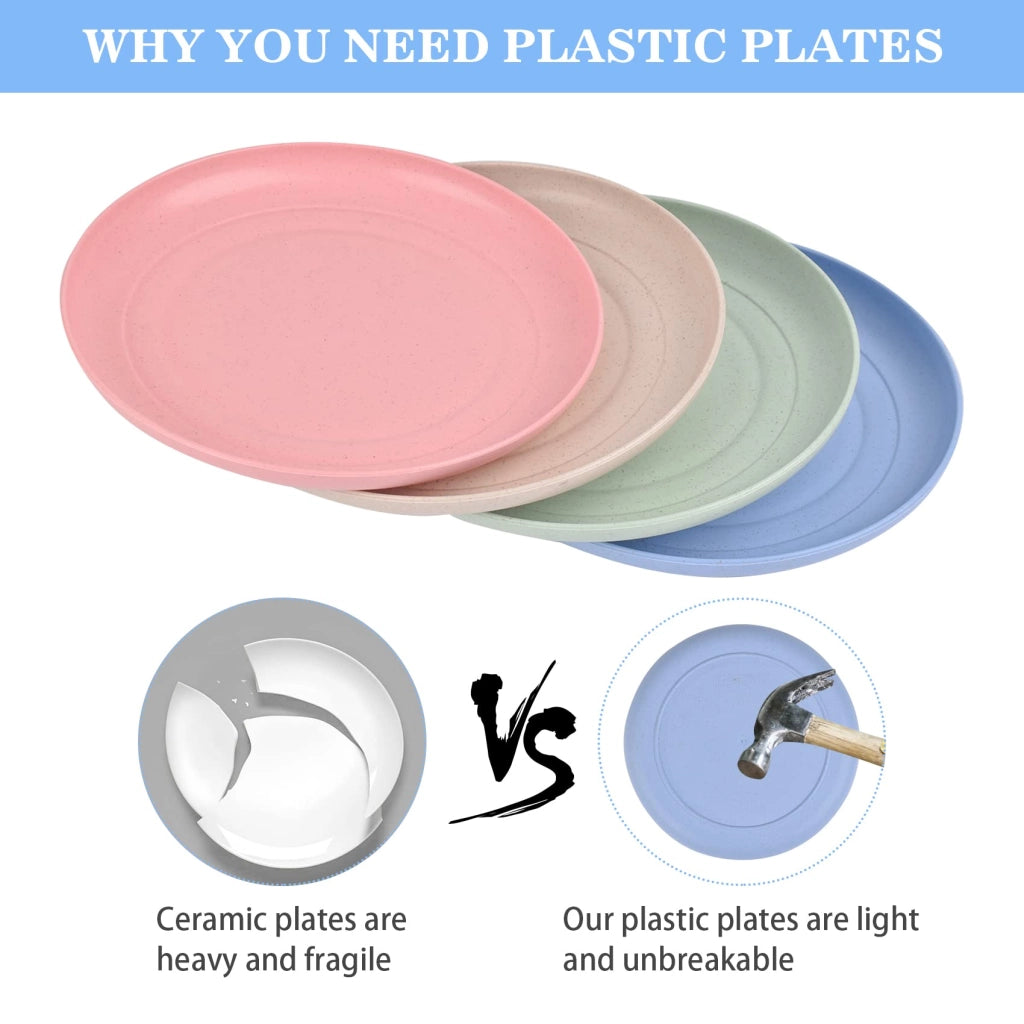 Piatti in plastica, confezione da 4 pezzi, infrangibili, diametro 15 cm, ideali per campeggio e picnic