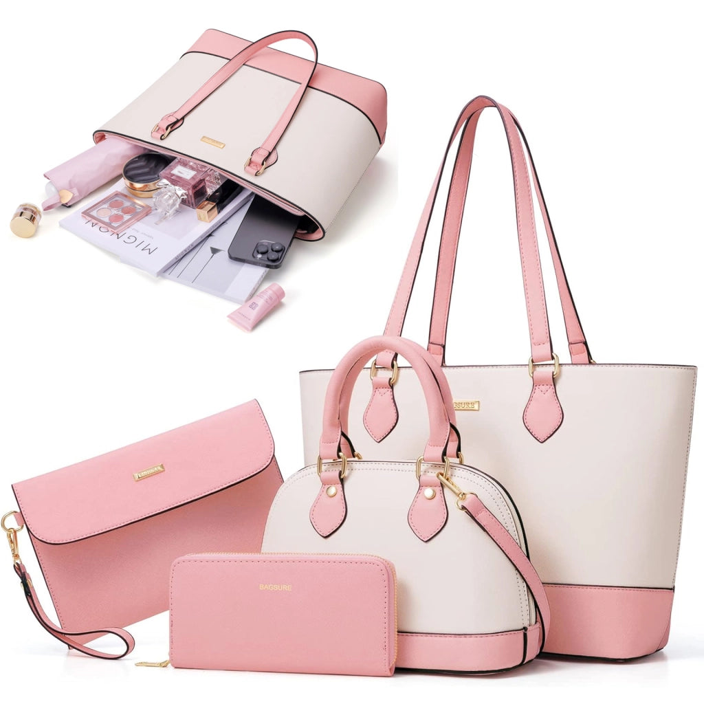 Set 4 borse da donna in PU con portafoglio, 40 x 29 x 14 cm