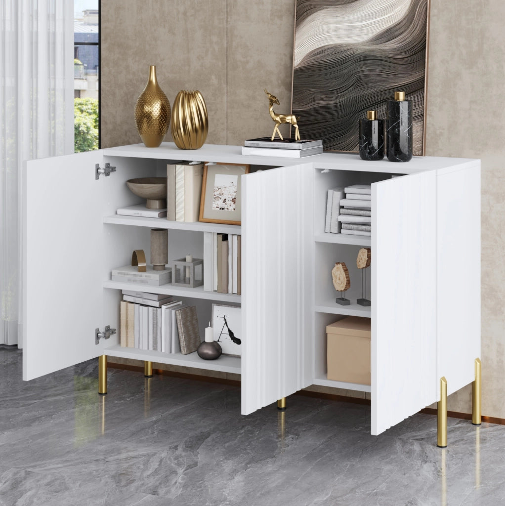 Scarpiera e credenza bianca a 3 ante con ripiani regolabili