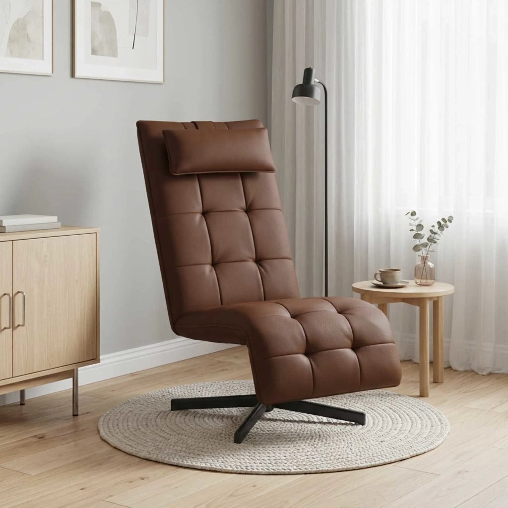 Sedia girevole Marrone Similpelle 42045612
