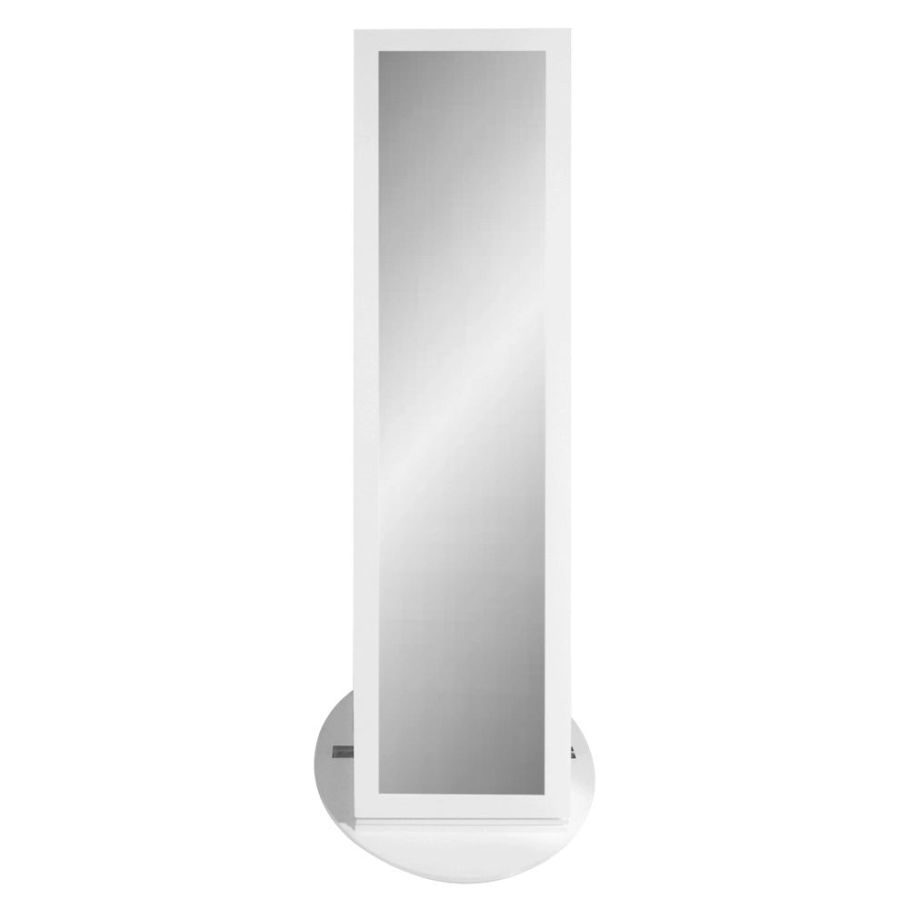 Specchiera Gulli portagioie bianca con base girevole e luce LED 55x55x155H