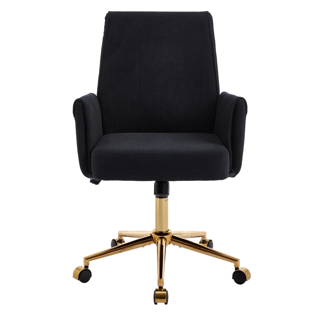 Sedia da ufficio ergonomica regolabile 64x61x107 cm nera, base dorata, per lavoro