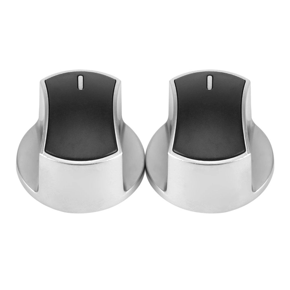 Set di 2 manopole per fornelli a gas, interruttori rotativi in metallo, universali, argento/nero