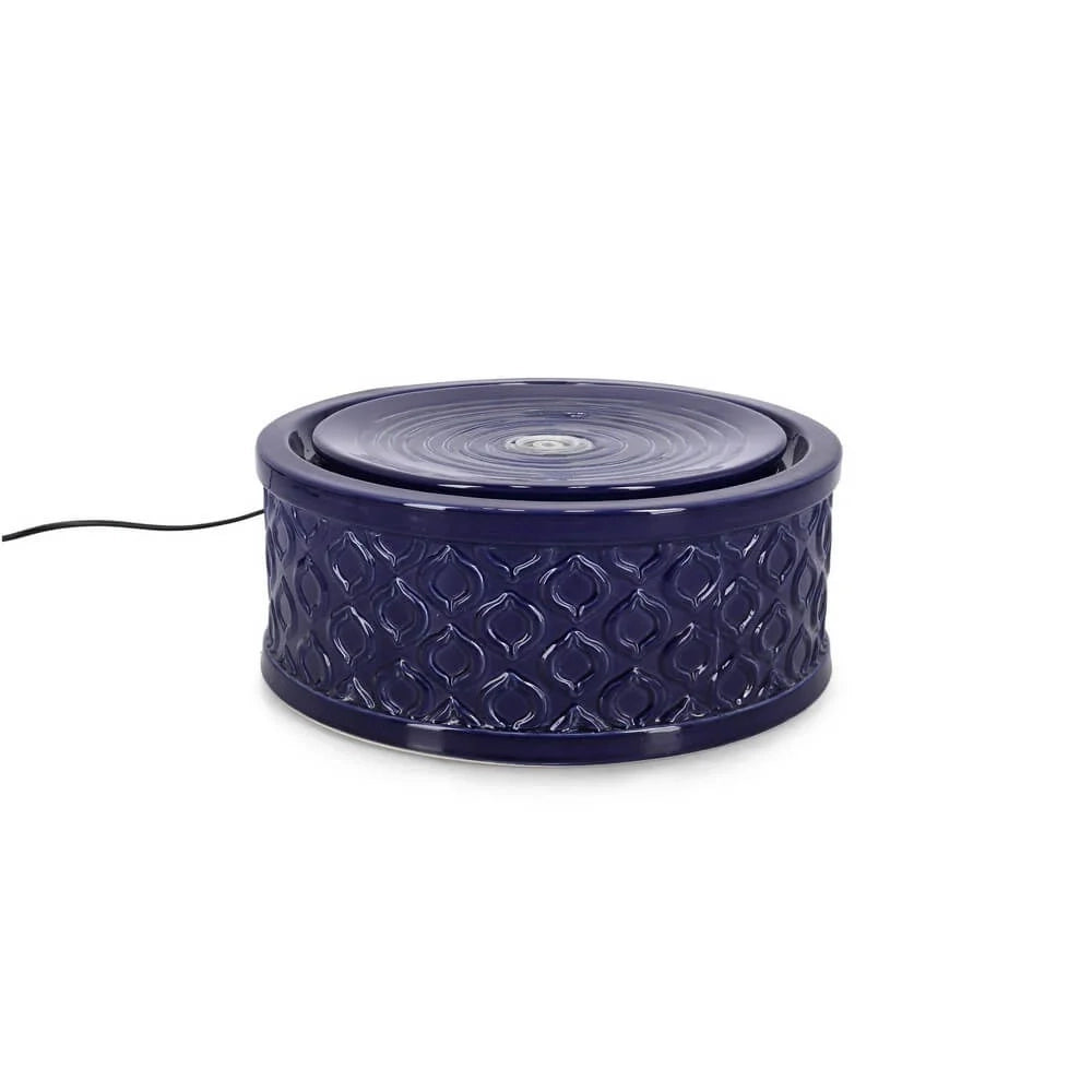 Fontana da Interno in Ceramica a Losanghe con LED Elaris Blu